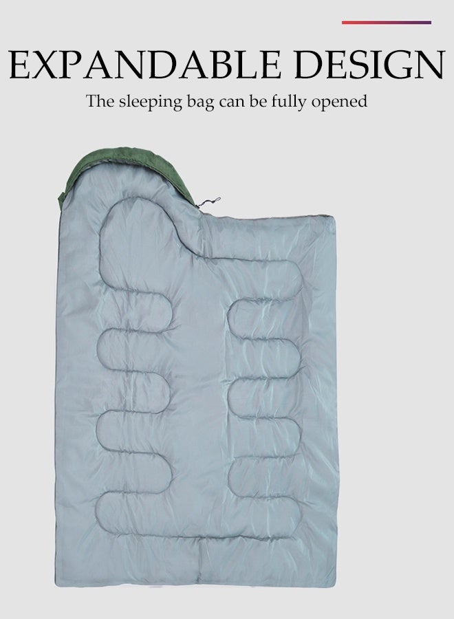 حقيبة نوم فردية، معدات تخييم خارجية خفيفة الوزن مع حقيبة ضغط لطقس دافئ وبارد، حقيبة نوم مقاومة للماء للتنزه، المشي، الصيد، والسفر - Image 4