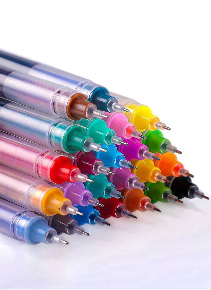 Generic - 24 pcs pens liquid ink rollerball pens fine tip colored rollerball pens smooth writing multiple colors journal supplies sketch notes drawing office art back to school - Image 1