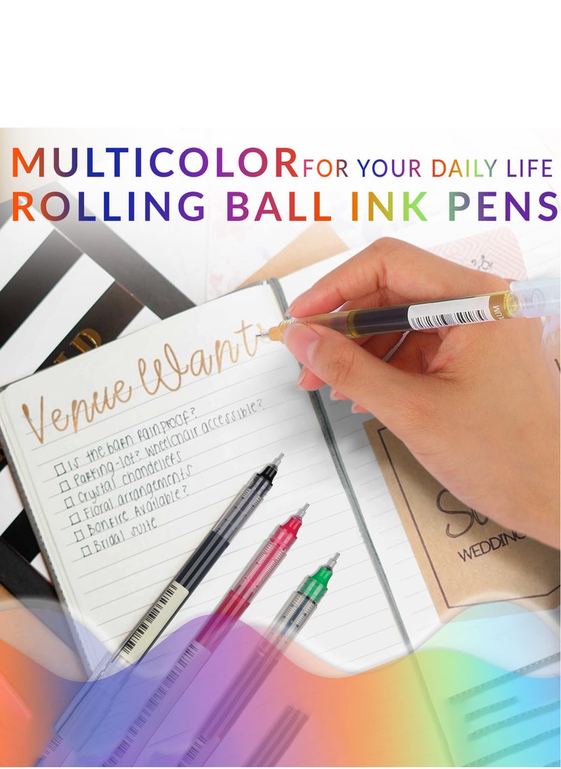 Generic - 24 pcs pens liquid ink rollerball pens fine tip colored rollerball pens smooth writing multiple colors journal supplies sketch notes drawing office art back to school - Image 1