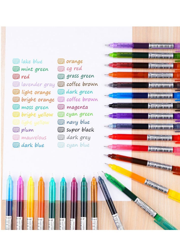 Generic - 24 pcs pens liquid ink rollerball pens fine tip colored rollerball pens smooth writing multiple colors journal supplies sketch notes drawing office art back to school - Image 1