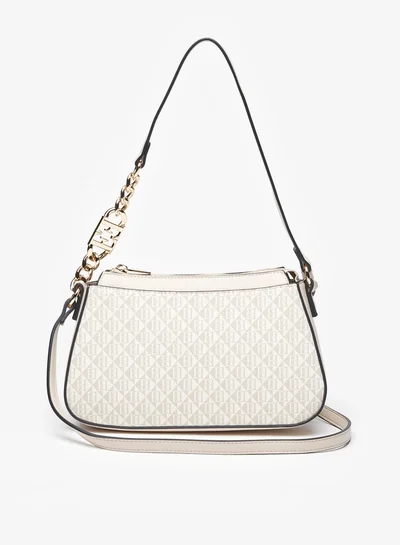 ايل Women's All-Over Monogram Print Shoulder Bag with Adjustable Strap