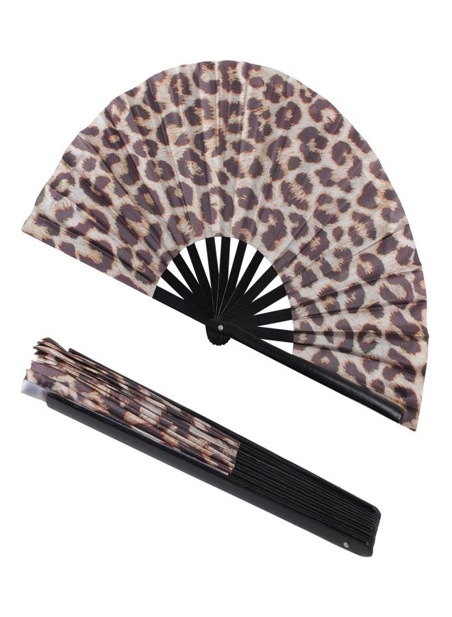 Plzoslly 2 Pack Large Folding Hand Fan for Men/Women, Large Rave Fan Summer Clack Handheld Fan for Disco Party, Beach, Dancing, Gift(Leopard and zebra prints) - Image 4