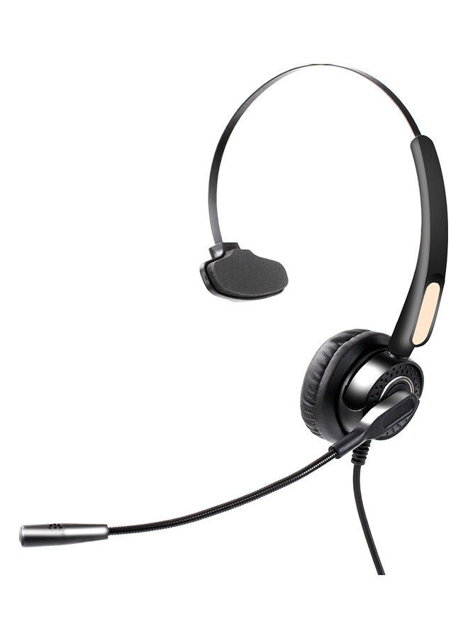 NIBEMINENT Communication Mono Ear Headset With Mic Black/Beige - Image 1