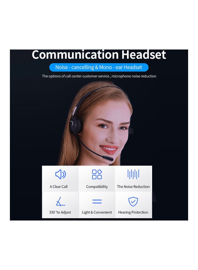 NIBEMINENT Communication Mono Ear Headset With Mic Black/Beige - Image 4