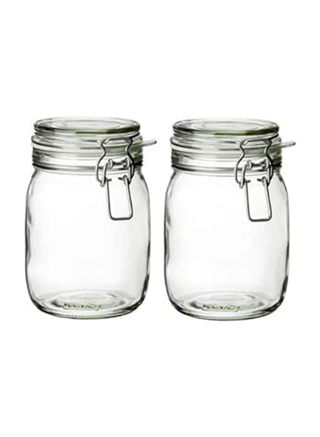 2X Jars With Airtight Lid Glass  1L
