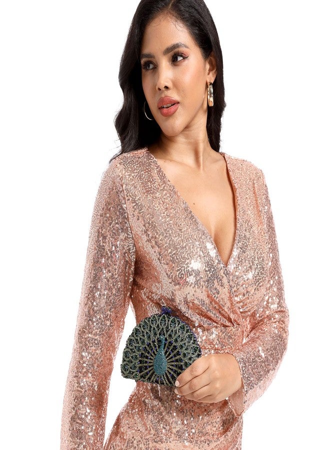Boutique De FGG حقائب يد أنيقة مرصعة بالكريستال من بوتيك دي إف جي جي للنساء، حقيبة يد بتصميم طاووس، حقائب سهرة وحقائب يد (صغيرة، متعددة الألوان 14) - Image 2