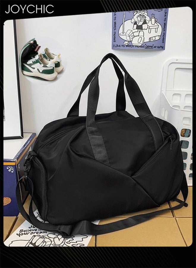 Joychic حقيبة كتف رياضية بسعة كبيرة بتصميم صلب مع جيب منفصل للملابس الجافة والرطبة للرجال والنساء للرياضات الخارجية واليوغا والسفر واللياقة البدنية باللون الأسود - Image 1