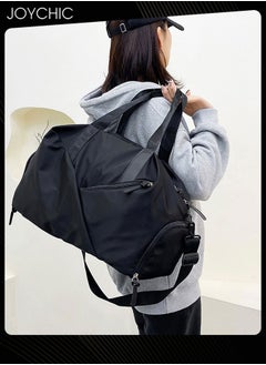 Joychic Solid Pattern Swim Messenger Shoulder Bag Large Capacity Sport Bag with Dry Wet Separated Pocket for Men Women Outdoor Sport Yoga Travel Fitness Black  - Image 4