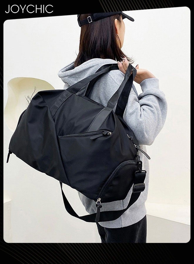 Joychic حقيبة كتف رياضية بسعة كبيرة بتصميم صلب مع جيب منفصل للملابس الجافة والرطبة للرجال والنساء للرياضات الخارجية واليوغا والسفر واللياقة البدنية باللون الأسود - Image 4