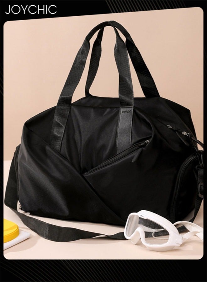 Joychic حقيبة كتف رياضية بسعة كبيرة بتصميم صلب مع جيب منفصل للملابس الجافة والرطبة للرجال والنساء للرياضات الخارجية واليوغا والسفر واللياقة البدنية باللون الأسود - Image 5
