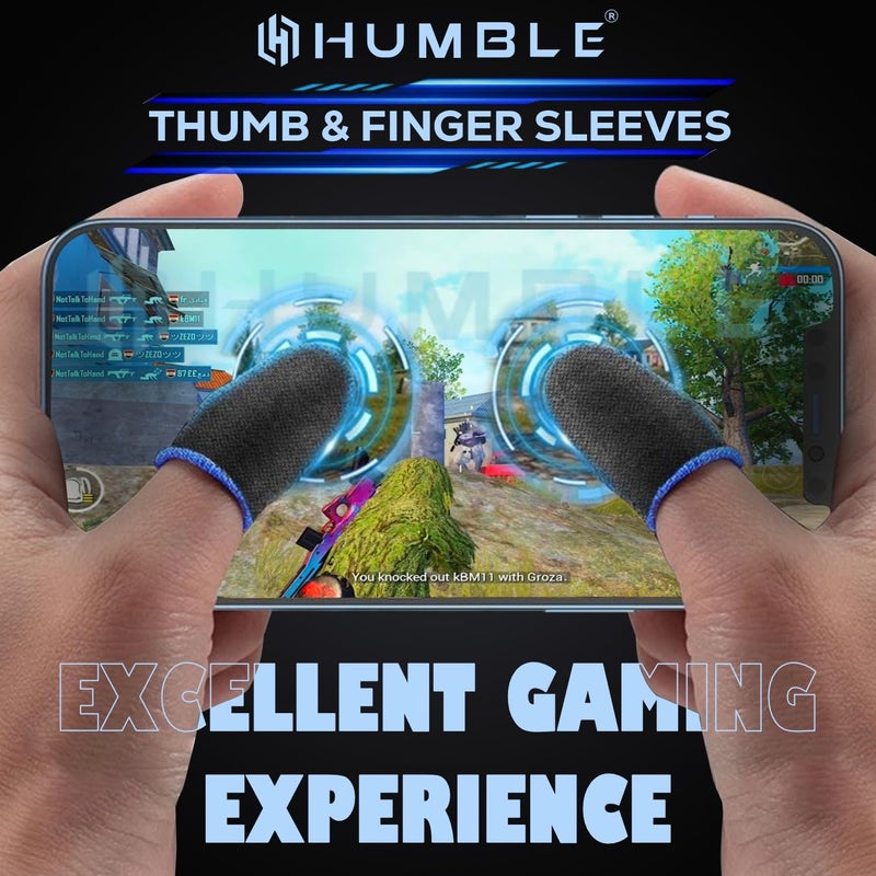 Humble أكمام الإبهام والأصابع للألعاب لـ PUBG و Fortnite والألعاب المحمولة – مضادة للانزلاق، مقاومة للعرق، غير قابلة للتبصيم، أكمام إبهام وأصابع عالية الدقة، تناسب عالمي - 4 أزواج (8 قطع) وحقيبة حمل - Image 3