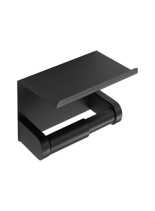 Alise Black Toilet Paper Holder,Bathroom Adhesive Toilet Paper Holder SUS304 Stainless Steel Toilet Paper Roll Holder with Shelf Spring Loaded Tissue Holder Wall Mount(Adhesive or Screw) - Image 1
