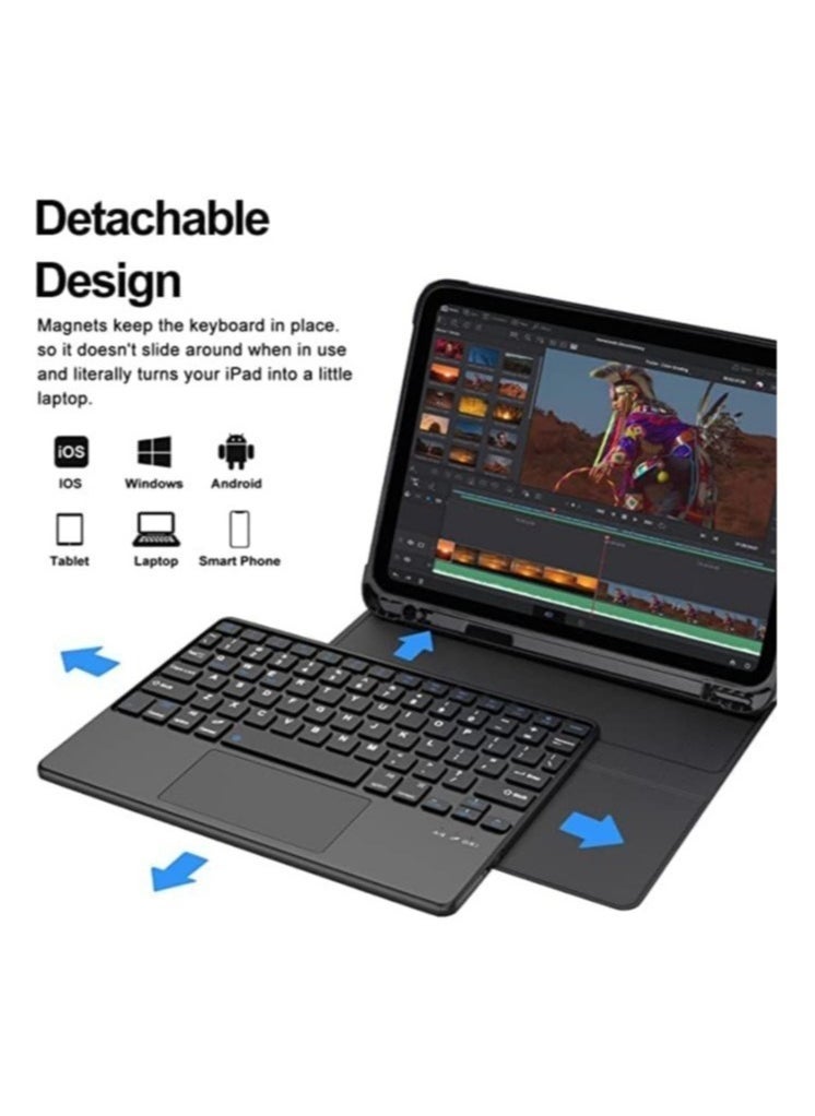ELTRAZONE iPad 10th Generation Keyboard Case with Trackpad (10.9 inch 2022 Release), Wireless Detachable Rechargeable Multi-touch Keyboard, Smart Folio Protective Cover with Pencil Holder  - Image 5