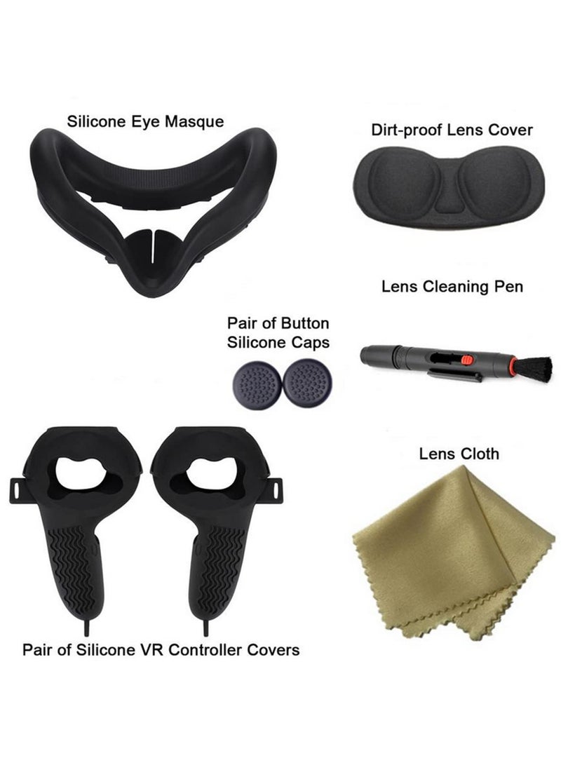 6 in 1 Protective Set for Oculus Quest 2 VR Headset Silicone Eye Mask Controller Cover Lens Cleaning Pen Face Cover Disposable Eye Pad Starter Accessories Kit  - Image 2