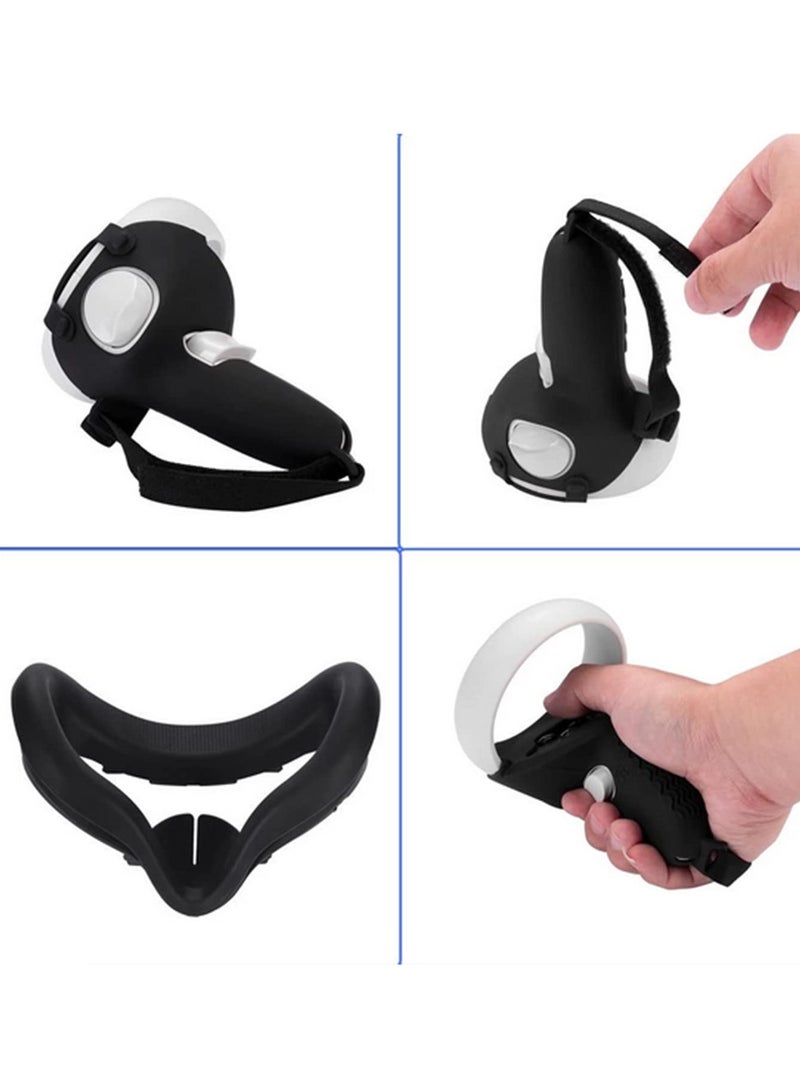 6 in 1 Protective Set for Oculus Quest 2 VR Headset Silicone Eye Mask Controller Cover Lens Cleaning Pen Face Cover Disposable Eye Pad Starter Accessories Kit  - Image 4