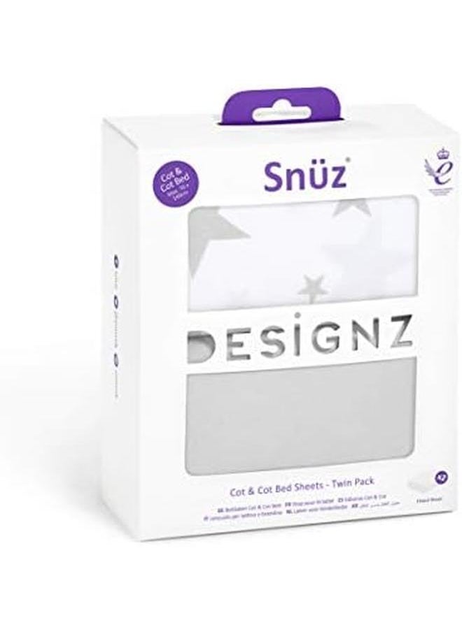 Snuz - 2 Pack Cot And Cot Bed Fitted Sheets 140 X 70Cm Star Design Light Breathable And Luxurious Jersey Cotton Made To Last And Designed To Fit Cot And Cot Beds - Image 1