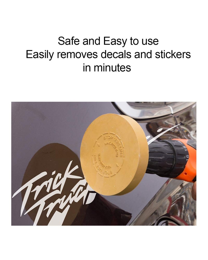 S SATC Decal Eraser Wheel Pin Stripe Removal Tool 1 Pack - Black Rubber Wheel with Adapter with Electric Drill - Removes Vinyl, Decals, Graphics & Double Faced Tape - Image 5