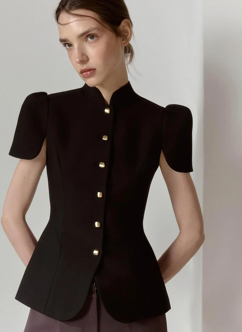 Lichi  Fitted jacket with a stand-up collar and voluminous sleeves for Women | Best Price UAE