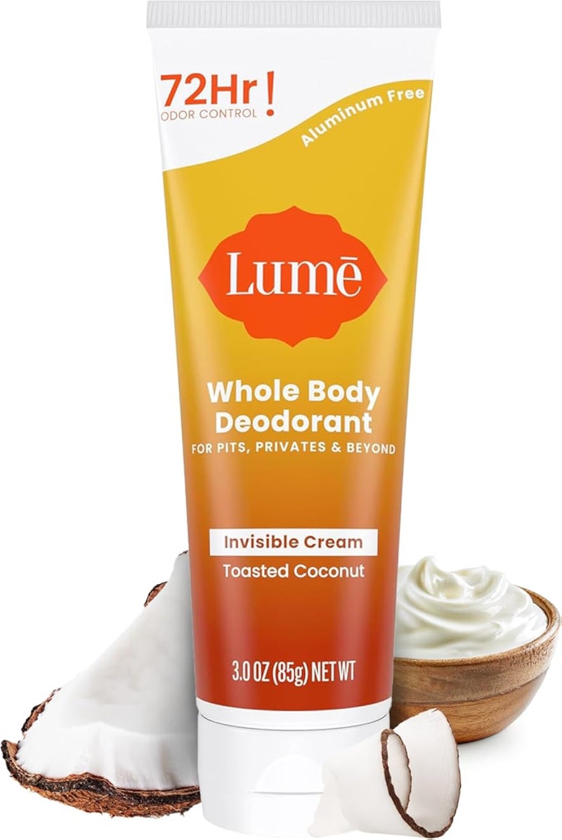 Lume Natural Deodorant - Underarms and Private Parts - Aluminum Free, Baking Soda Free, Hypoallergenic, and Safe For Sensitive Skin - 3oz Tube (Coconut Crush)