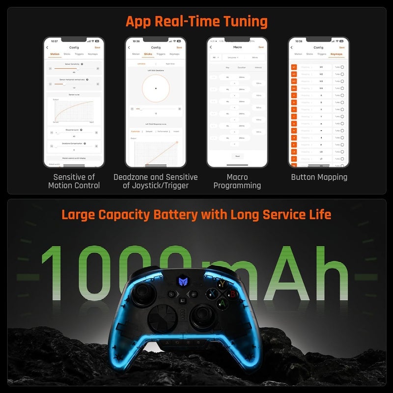 NALACAL PC Controller, Wireless Controller Motion Control, Hall Trigger, ALPS Joystick, 3.5mm Audio, Gaming Controller for PC Windows/Android/iOS/Switch Pro Controller (Rainbow 2 Pro Set) - Image 4