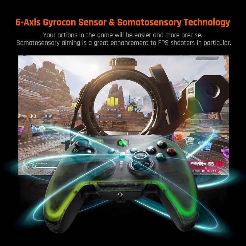 NALACAL PC Controller, Wireless Controller Motion Control, Hall Trigger, ALPS Joystick, 3.5mm Audio, Gaming Controller for PC Windows/Android/iOS/Switch Pro Controller (Rainbow 2 Pro Set) - Image 5