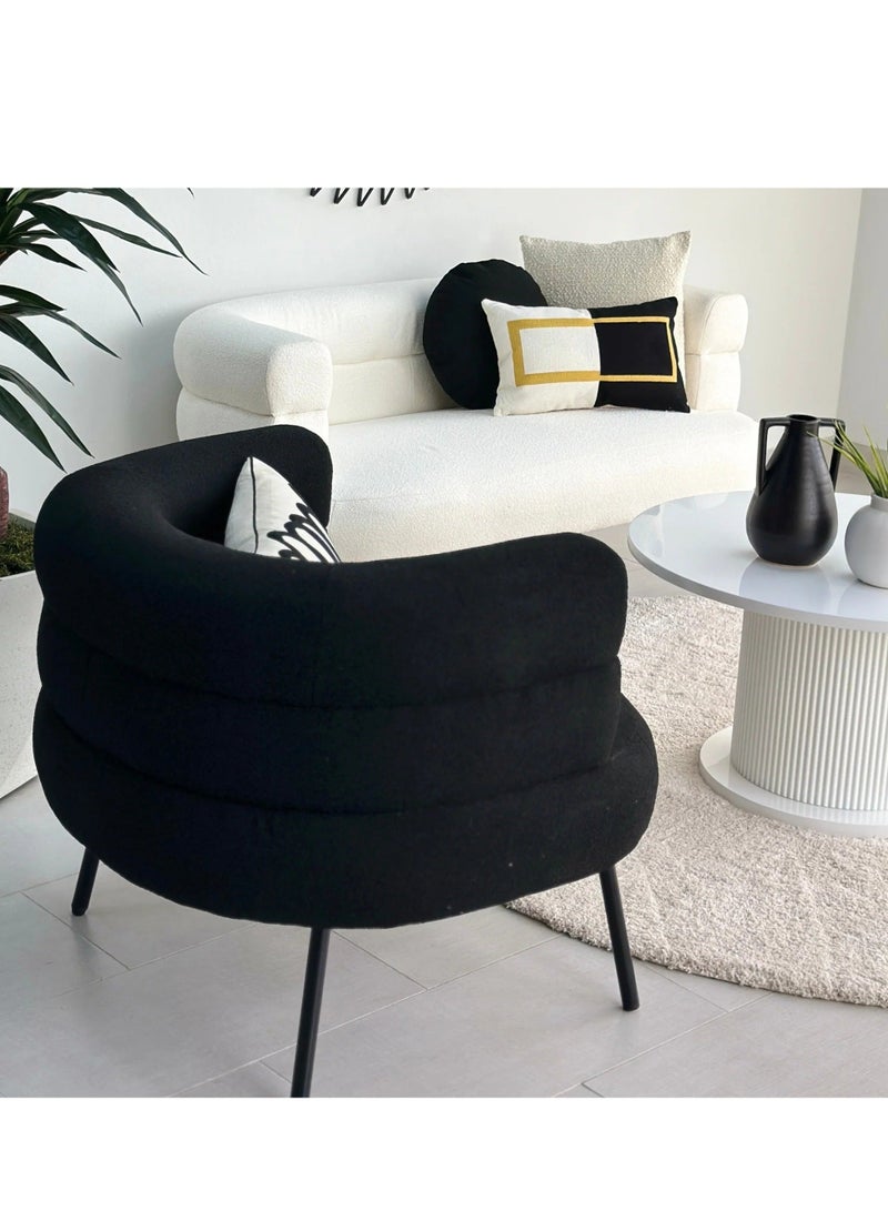 NZONE STORE Elegantly designed bouclé fabric chair || Black - Image 5