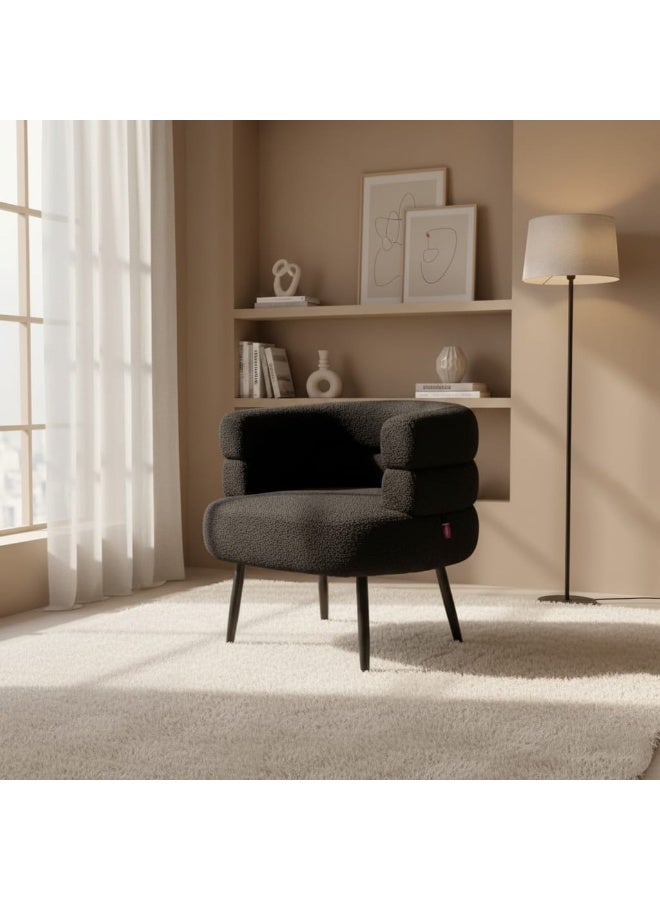 NZONE STORE Elegantly designed bouclé fabric chair || Black - Image 2