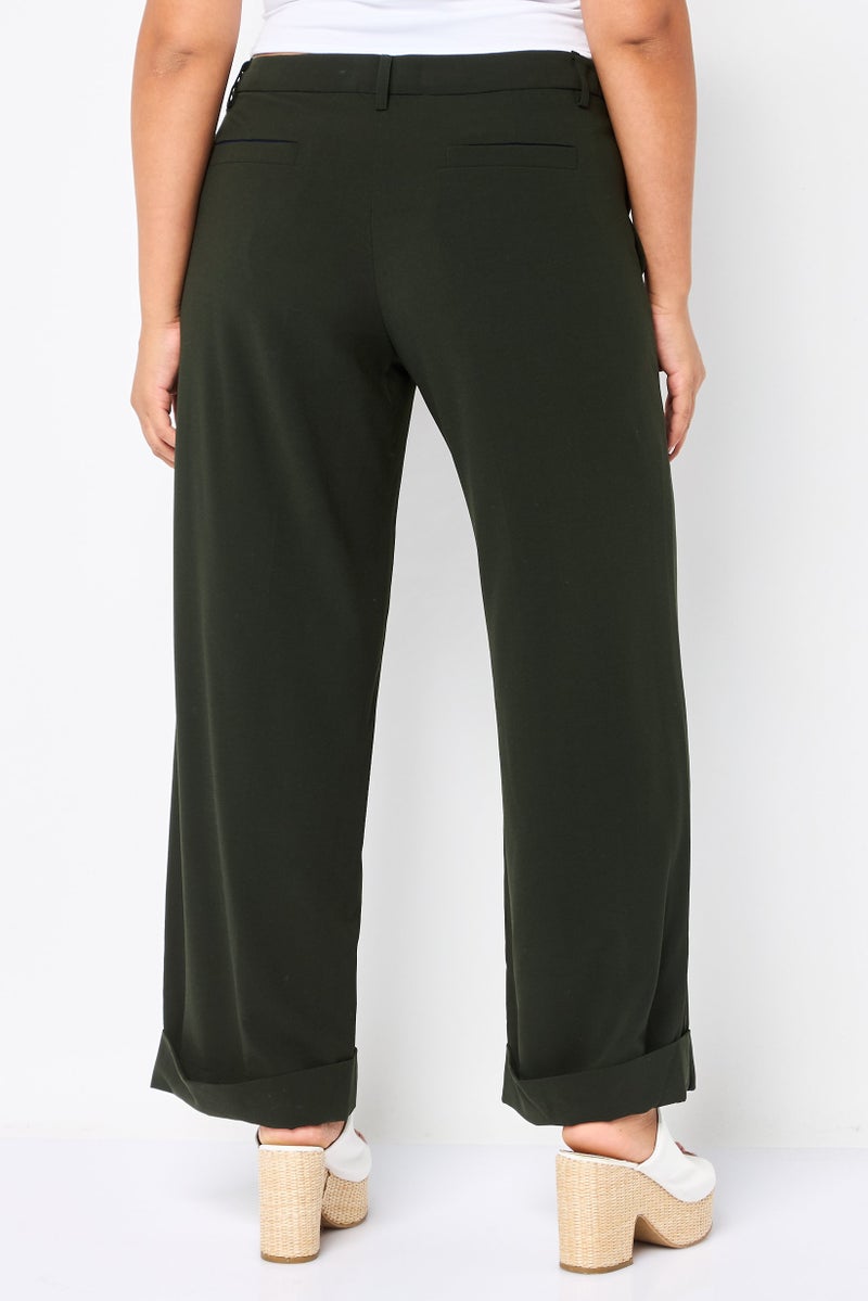 Harmont & Blaine Women Regular Fit Solid Palazzo Pants, Dark Green - Image 2