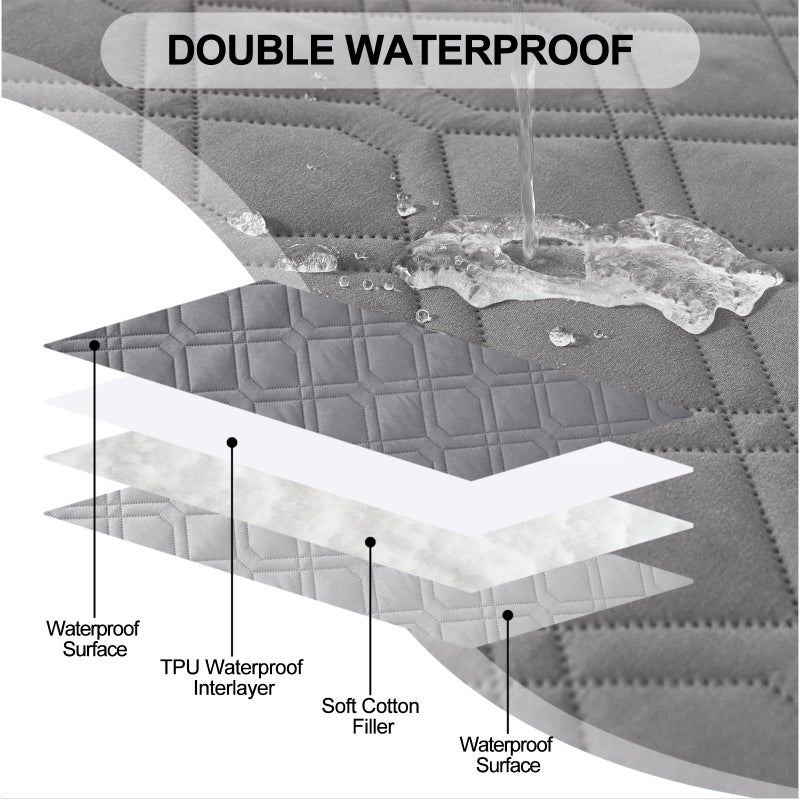 Smiry Reversible Waterproof Couch Covers for Sofa, Washable Dogs Pet Couch Covers for 3 Cushion Sofa Pet Friendly, Water Resistant Furniture Protector Slipcover, Geometric (30"x70", Grey/Light Grey) - Image 2