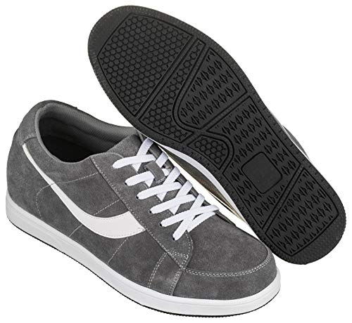 TOTO Men's Invisible Height Increasing Elevator Shoes - Gray Lace-up Suede Leather Sneakers - 2.8 Inches Taller - A1911 - Size 7 D(M) US - Image 4
