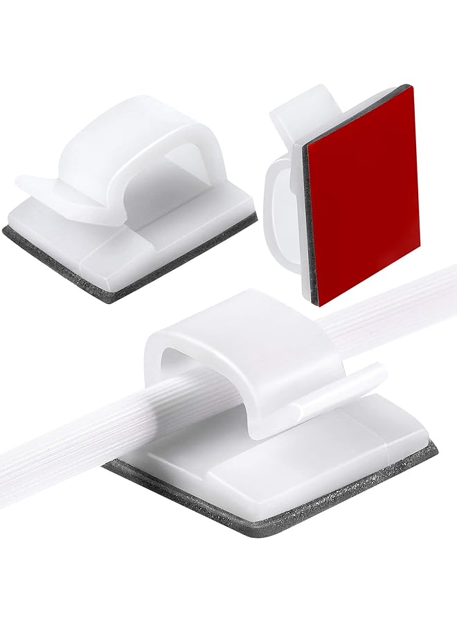 Green Tiger 100 Pieces Mini Outdoor Cable Clips with Adhesive Tapes Light Clips Decoration Clips Self Adhesive Hooks Wire Holder for Christmas and Fairy Light White - Image 1