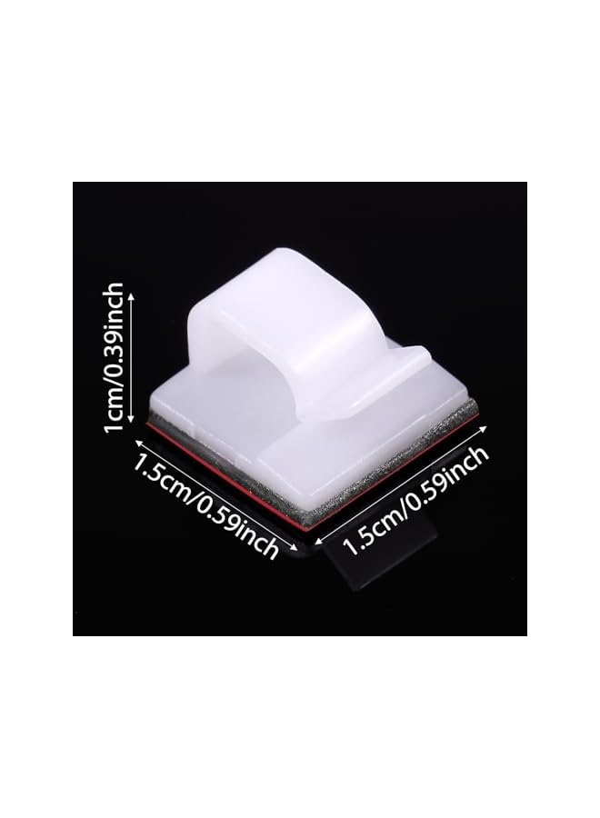 Green Tiger 100 Pieces Mini Outdoor Cable Clips with Adhesive Tapes Light Clips Decoration Clips Self Adhesive Hooks Wire Holder for Christmas and Fairy Light White - Image 2