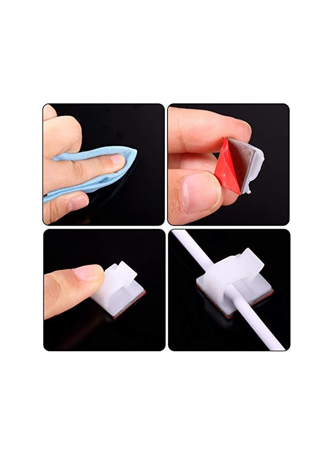 Green Tiger 100 Pieces Mini Outdoor Cable Clips with Adhesive Tapes Light Clips Decoration Clips Self Adhesive Hooks Wire Holder for Christmas and Fairy Light White - Image 3