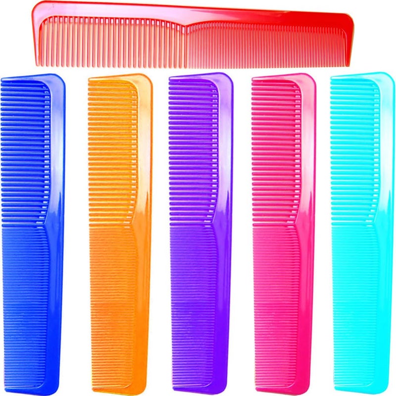 6 Pack - 9" Large Dressing Hair Dresser Combs Colorful Styling Essentials Coarse/Fine Barber Comb Hair Combs SET