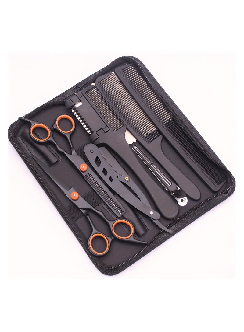 6-inch hair cutting scissors hair cutting tool set. Hair cutting scissors set. Thinning scissors styling tool, shaver comb set, hair cutting comb, shaver, double-sided comb, apple comb - Image 1