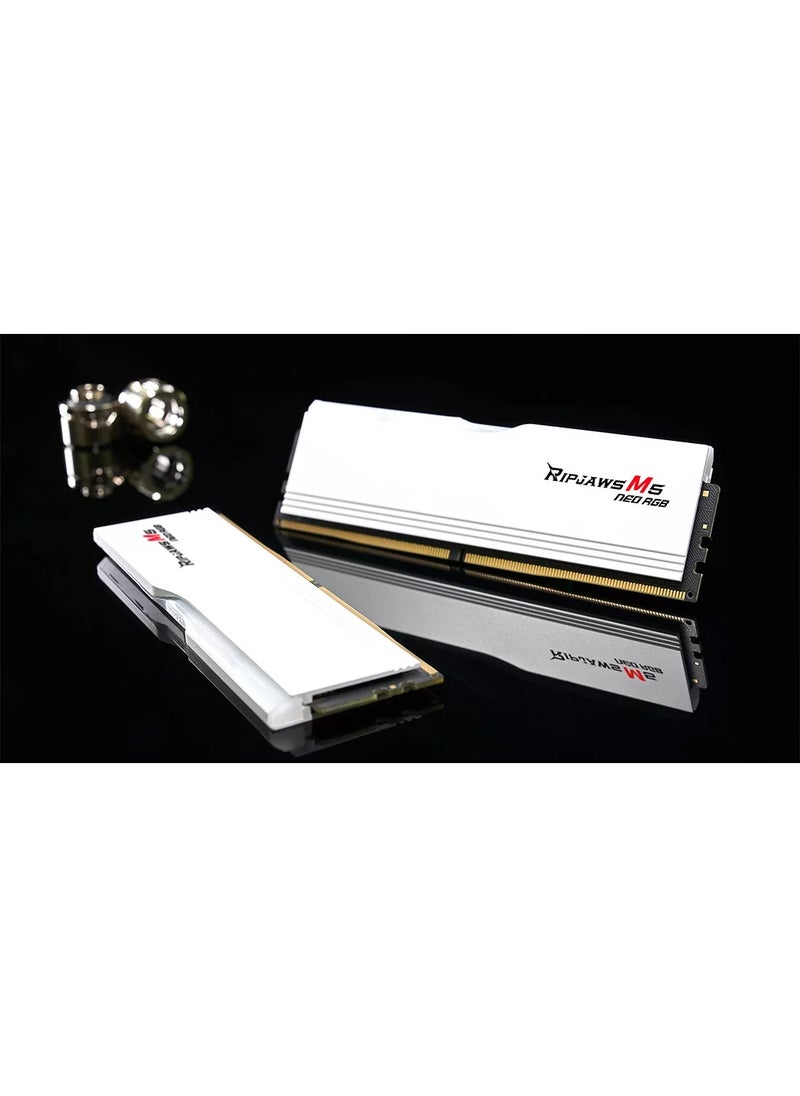 G.Skill - Ripjaws M5 Neo RGB DDR5 64GB (2x32GB) 6000MT/s CL36-36-36-96 1.35V Dual Channel Performance Memory Kit, Intel XMP 3.0 & AMD EXPO Support, Unbuffered, Non-ECC, Default SPD 4800MT/s, Customizable RGB Heat Spreader for AMD AM5 Platforms | F5-6000J3636F32GX2-RM5NRW - Image 1