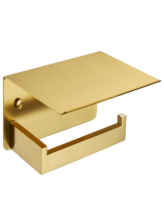 Suyar Toilet Paper Holder with Shelf, Suyar 304 Stainless Steel Wall Mount Toilet Paper Roll Holder with Phone Shelf, Brushed Gold - Image 1