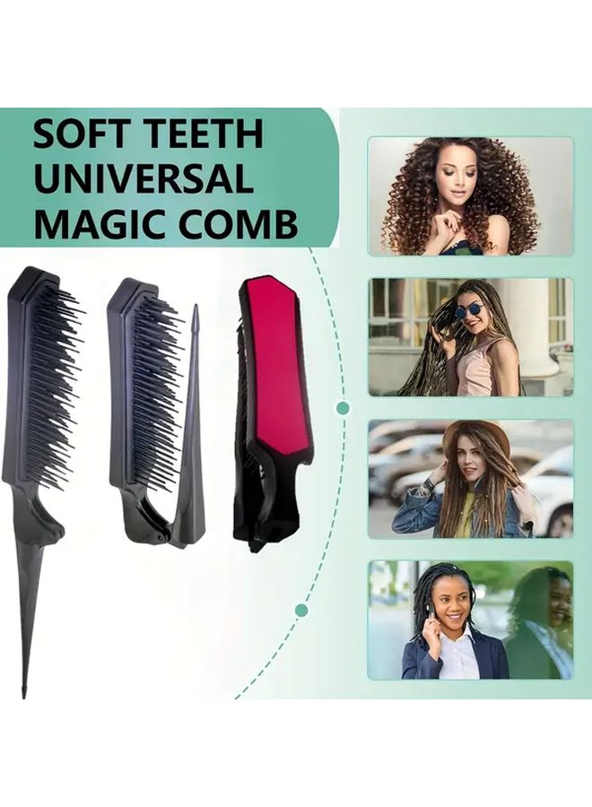Portable Folding Hair Comb For Men Women Black Anti Static Soft Teeth Travel Brush Compact Design Ergonomic Durable Plastic Handle Smooth Bristles For All Hair Types Salon Home On The Go Styling - Image 2