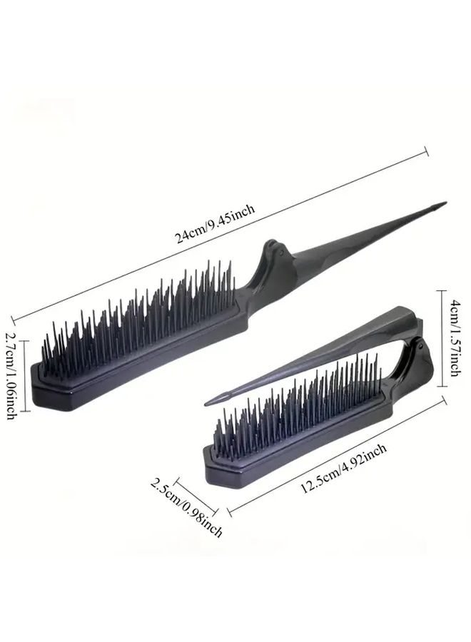 Portable Folding Hair Comb For Men Women Black Anti Static Soft Teeth Travel Brush Compact Design Ergonomic Durable Plastic Handle Smooth Bristles For All Hair Types Salon Home On The Go Styling - Image 3