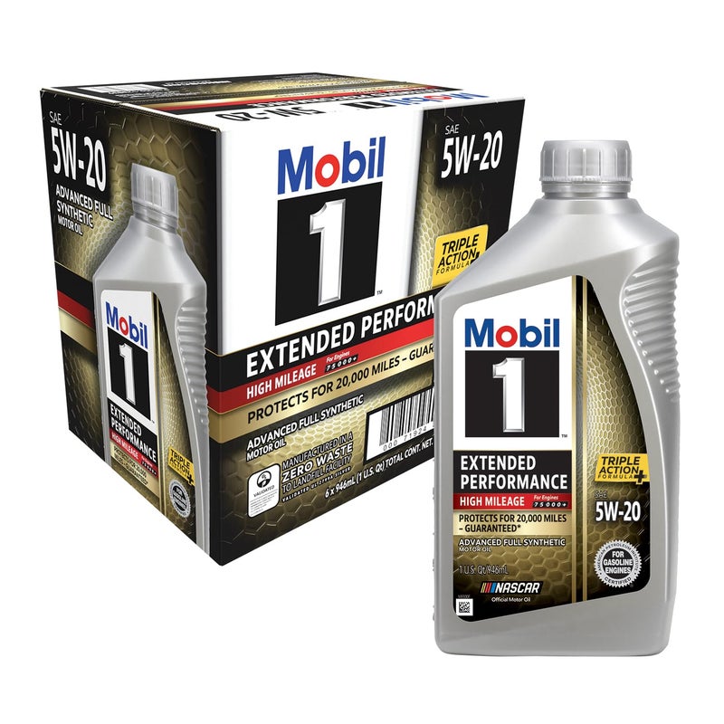 Mobil 1 Extended Performance High Mileage Full Synthetic Motor Oil 5W20 1 Quart 6pack - Image 2