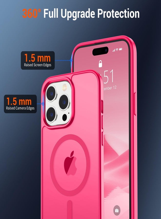 استلق جراب SUPFINE المغناطيسي لهاتف iPhone 14 Pro Max (متوافق مع MagSafe) (حماية فائقة ضد السقوط بمعايير عسكرية) جراب رفيع وشفاف غير لامع مقاوم للصدمات ومضاد لبصمات الأصابع، لون وردي فاقع - Image 4