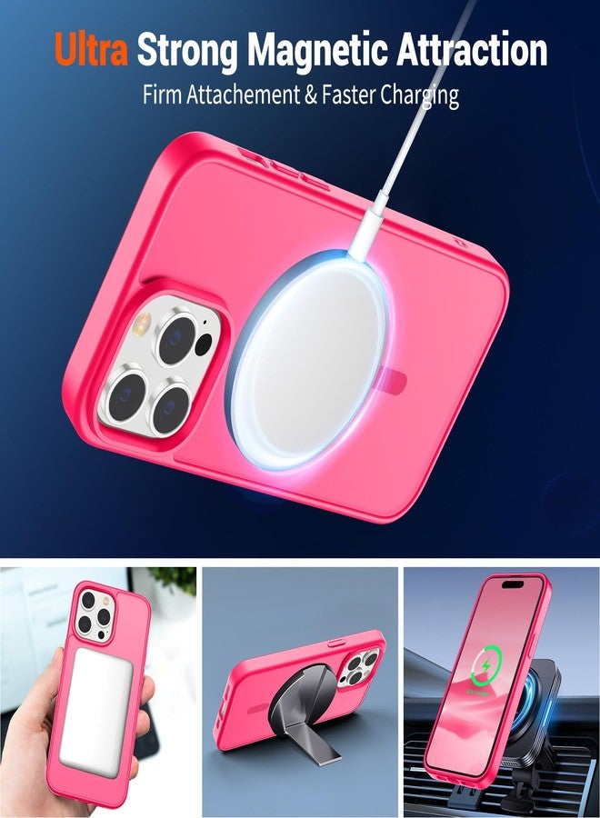استلق جراب SUPFINE المغناطيسي لهاتف iPhone 14 Pro Max (متوافق مع MagSafe) (حماية فائقة ضد السقوط بمعايير عسكرية) جراب رفيع وشفاف غير لامع مقاوم للصدمات ومضاد لبصمات الأصابع، لون وردي فاقع - Image 5