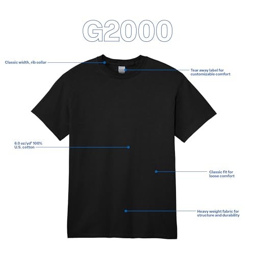 Gildan Adult Ultra Cotton T-Shirt, Style G2000, Multipack, Black (2-Pack), 3X-Large - Image 4
