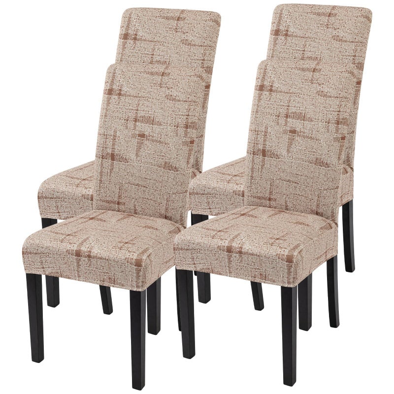 SearchI Printed Dining Room Chair Covers Set of 4 Stretch Kitchen Chair Covers Washable Parsons Chair Slipcover Removable Dining Chair Protectors for HotelCeremony Brown Wireframe Texture - Image 2