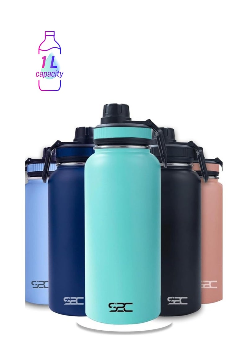 S2C S2C Stainless Steel Water Bottle 1L,32oz Double Wall Vacuum Insulated Water Bottle, BPA Free Water Bottle for Kids School with Spout Lid - Thermos Water Flask for Hot Water, Water Bottles (SEA GREEN)  - Image 1