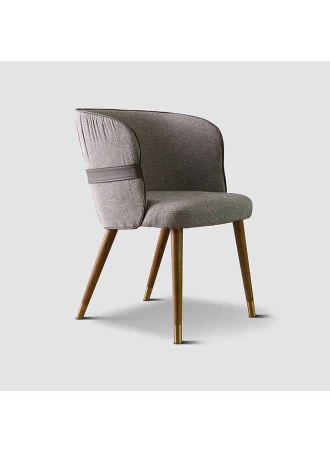 AL HUZAIFA FURNITURE Lucia Dining Chair Upholstered In Drill Fabric & Pvc Leather With American Ashwood Legs  - Image 1