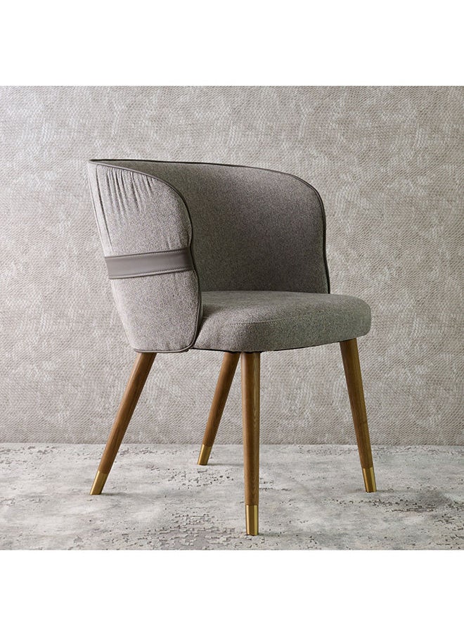 AL HUZAIFA FURNITURE Lucia Dining Chair Upholstered In Drill Fabric & Pvc Leather With American Ashwood Legs  - Image 2