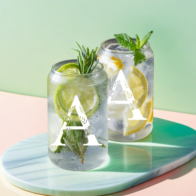 DHQH Unique Initial Glass Cup with Lids and Straws, Monogrammed Gifts Box Included Makeup Bag, Valentines Day Mothers Dayâ€…Birthday Gifts for Women Mom Sister Grandma, A - Image 5