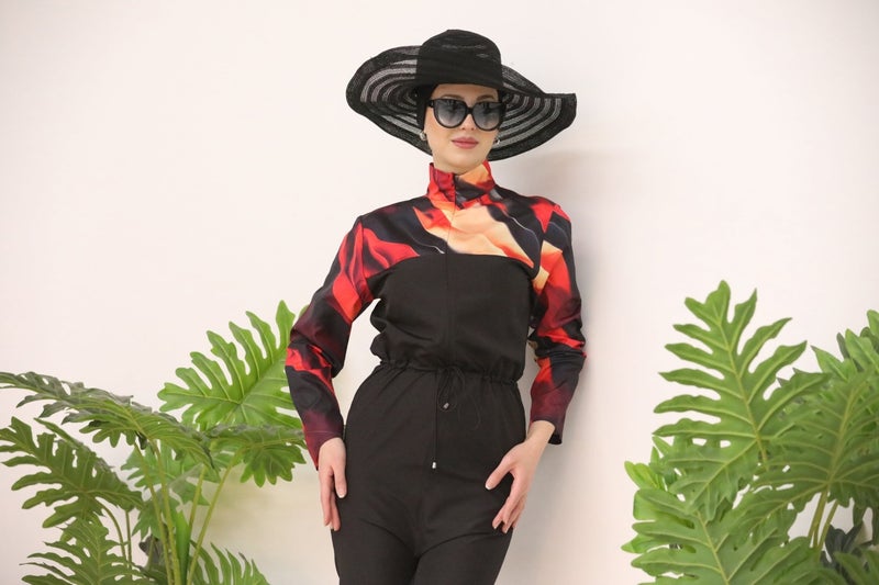 NS Tasarım NS Design Flame Pattern Jumpsuit Swimsuit - Image 2