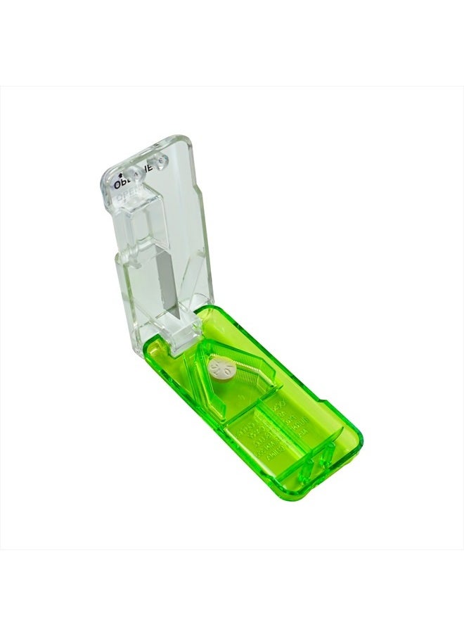 Ezy Dose - Pill Cutter and Splitter with Dispenser, Cuts Pills, Vitamins, Tablets, Stainless Steel Blade, Travel Sized, Green - Image 1